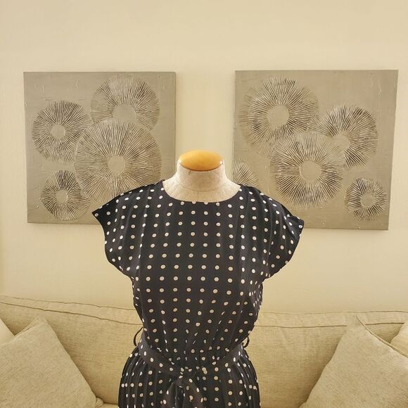 Yokodea Polka-Dot Pleated Midi Dress sz Med - Picture 3 of 11